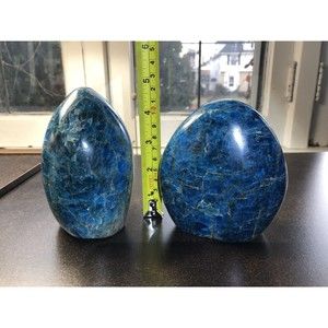 Blue APATITE Polished Crystal Freeform Set Standup - Madagascar Bluestones